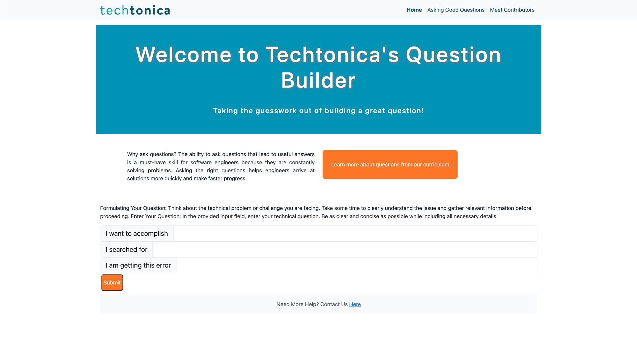 Image of Question Craft landing page